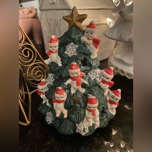Christmas ceramic votive candle decor